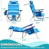 Backpack Beach Chairs for Adults, 300lbs Heavy Duty Folding Camping Chair with Large Pockets and Cup Holder, Adjustable High Beach Lounge Chairs with Towel Rack for Outdoor Travel, Blue (1 Pack)