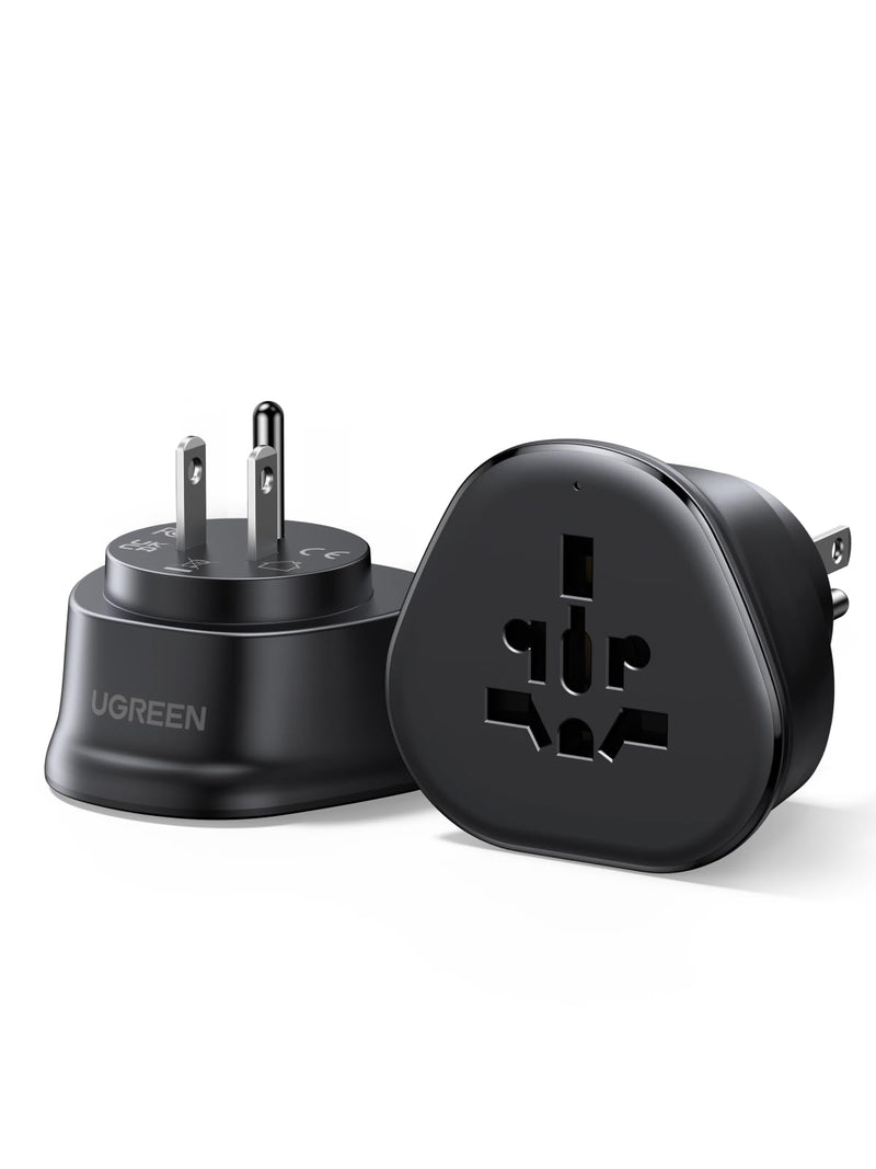UGREEN US Plug Travel Adapter, EU/UK/AU/JP/CN/NZ/PH to US (Type B), International to US Pin Converter, Power Outlet Charger, 200+ Countries Compatibility, 1 Pack
