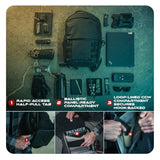 Vertx Urban Ghost Tactical Backpack (20L) – Durable Ripstop CCW Carry Pack with Rapid Access Tab, Lockable Zippers, It's Black - One Size