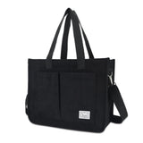 UERRUAM Tote Bag for Women with Pockets,Large Corduroy Crossbody Purse for Laptop,Work,College,Everyday,Travel,Black