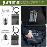 MAXPEDITION Platy Pocket Organizer, Durable EDC Tool Pouch for Men, Neck Wallet with Paracord Lanyard, Holds Flashlight, Multitool, Pen, Notebook (Wolf Gray, 4" x 6")