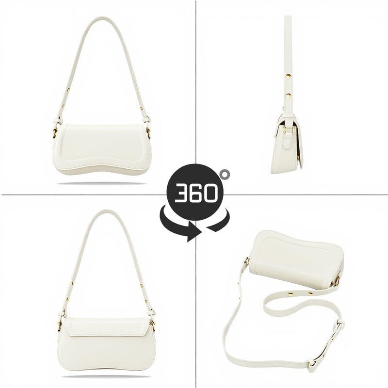 Zengmei Shoulder bag, Designer Bag, Saddle Purse for Women Female Girl (7-White saddle)