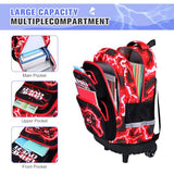 Bevalsa Rolling Backpack for Boys, 3PCS Gamer Roller School Backpacks