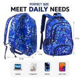 MYGOO Boys School Backpack Doubleday Gamer Blue Bookbag for Elementary Middle School Ages 5-12, 17 inch Large Capacity 24L Kids Student Travel Bags