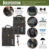 MAXPEDITION Platy Pocket Organizer, Durable EDC Tool Pouch for Men, Neck Wallet with Paracord Lanyard, Holds Flashlight, Multitool, Pen, Notebook (Black, 4" x 6")