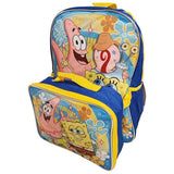 Ruz Group Kid's Licensed 16 Inch Backpack With Removable Lunch Box Set (Sponge Bob)