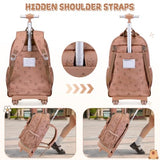 Similove Capybara Theme Rolling Backpack with Lunch Bag & Pencil Case, Kids Rolling Backpack for Girls, Wheeled School Bookbag with Telescoping Handle for Kindergarten Elementary Middle High School