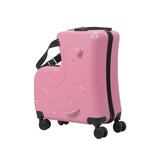 Wufuuoa 20 Inch Kids Carry-On Trolley, Pink Suitcase with Wheels Impact Resistant Rolling Children Travel Luggage with Seat and Safety Belt Small Suitcase for Unisex Boys Girls ABS+PC (Pink)
