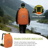 Farmer&Donkey Hiking Backpack, 40L Waterproof Camping Backpack with Packable Back Panel & Rain Cover, Men Women Rucking Backpacking Backpack Outdoor Sport Lightweight Travel Daypack for