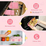 Bevalsa Backpack for Girls, Bow Plaid Bookpack with Bento Lunch Box, Insulated Bag & Utensils, 34oz Lunch Containers School Bags Set for Children Teens Kids Elementary Middle school Student (Pink)