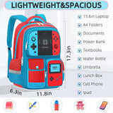 TILYTADLY School Backpack for Boys - Gamer Boys Backpack for Kids Children Elementary Middle School - Students Bag for Ages 6-18,17″ Video Game Bookbag Travel Back Pack
