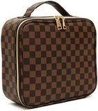 LEAFFUP Checkered Makeup Bag, Portable Makeup Bag with Adjustable Partition, Cosmetic Bags for Women Toiletry Travel Organizer Portable Make Up Bags for Christmas Birthday Gifts
