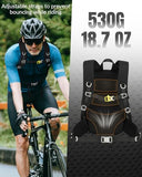 Outplea Small Cycling Backpack with Helmet Holder for Men Women, 15L Waterptoof Lightweight Hiking Backpack with Chest Strap & Waist Pocket for MTB Biking, Black