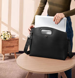 KALIDI Messenger Bag 16 Inch Slim Laptop Vegan Leather Briefcase Crossbody Tote for 15.6" Notebook Computer Work Office Satchel Bag, Black