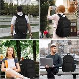 Black Backpack for Men and Women, Backpack for School Teens Boys and Girls, Lightweight Casual High School Bookbag, Daily-use Travel Laptop Backpack with USB Charging Port Fits 15.6 Inch Notebook
