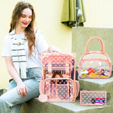 ZLYERT 17" Polka Dot Clear Backpack for Girls - 3Pcs Flip Design Stadium Approved Set, Campus/School Transparent Bookbag (Pink)