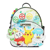 Bioworld Pokemon Sprigatito Fuecoco Pikachu & Quaxly 11.5 Tie-Dye Mini Backpack