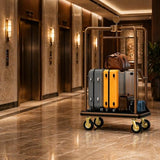 CrazyAnt Hotel Luggage Cart, 1600 lbs Capacity Commercial Bellman's Cart with 8" Silent Wheels, Brushed Stainless Steel Frame and Nylon Carpet Deck for Hotels, Condos, Resorts