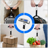 Luggage Scale Dr.meter Travel Essentials Luggage Weight Scale Backlight LCD Display 110lb/50kg Electronic Balance Digital Postal Travel Accessories with Rubber Paint Handle Temperature Sensor Silver