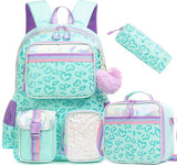 Meetbelify Aesthetic Backpack for Elementary Student with Lunch Box - Cute Bookbag for Girls 8-10