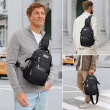 WITZMAN Sling Bag for Men Casula Crossbody Bag with Shoulder Strap Pocket
