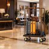 CrazyAnt Hotel Luggage Cart, 1600 lbs Capacity Commercial Bellman's Cart with 8" Silent Wheels, Brushed Stainless Steel Frame and Nylon Carpet Deck for Hotels, Condos, Resorts
