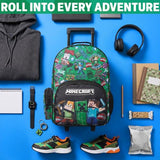 Get Trend Minecraft Boys Rolling Luggage with Wheels, 20.4” Travel Bag