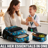 Get Trend Minecraft Kids Backpack Set for Boys with Insulated Lunch Bag, Water Bottle, Lanyard, & Charm, 5 Pc Book Bag with Padded Straps for School, Travel, Creeper Gamer Gifts (Multi Minecraft)