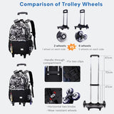 MITOWERMI Kids Rolling Backpack for Boys Girls, Elementary & Middle School Backpack with Wheels, Boys Trolley Roller School Bag Wheeled Bookbag on 6 Wheels, Camouflage Black