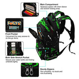 Vozoza Green Motocross Sport Backpack for Girls Kids Boys School Bookbags, Student Laptop Backpack Carrying Bag Casual Lightweight Travel Sports Day Packs