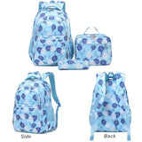 ZHIERNA Daisy Backpack for Girls Toddler Tie Dye Bookbag with Lunch Bag Preschool Simple Modern Backpack School 3pcs Set, Lightweight Elementary Book bag Girl（Blue）