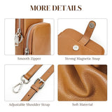 S-ZONE Small Crossbody Bags for Women Travel, Genuine Leather Wallet Phone Purse with RFID Blocking