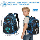 Bluboon Boys School Backpack, Lightweight Kids Bookbag for Elementary and Middle School, Water-Resistant Student Backpack Fits 15.6 Inch Laptop, Chest Strap, Multiple Pockets