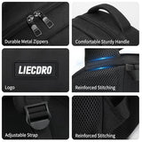 LIECDRO Black School Backpacks for Boys Teens, Backpack for Men,15.6 inch Laptop Back Pack with Reinforced Straps, Large College Book Bag, Business Work Travel Bookbag