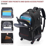 star cloud 4-Wheel Checked Rolling Backpack Extra-Large Roller Travel Laptop Backpack for Business, Water-Resistant Luggage, Backpack with Wheels for Commuting