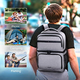 TOURIT Backpack Cooler with Double Decks, Insulated Cooling Bag for Lunch,Waterproof Lightweight for Men to Camping, Picnic, Hiking, Beach Park, Light Grey