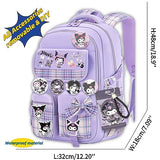 Vivixilan Kawaii Backpack with 22Pcs Accessories Anime Cartoon Anti-Theft Travel Aesthetic New Semester Gifts Bag with Cute Pin