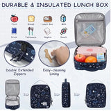 VASCHY Kids Backpack Lunch Bag Set, 2-1 School Bookbag Insulated Lunch Box for Toddlers,Preschool,Daycare,Kindergarten,Elementary School Navy