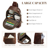 S-ZONE Leather Sling Bags for Women Men, Fanny Packs, Small Crossbody Purse Chest Bag with RFID Blocking