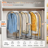 MISSLO 10" Gusseted All Clear Garment Bags for Hanging Clothes 3 Packs 40" Suit Bags for Closet Storage Hanging Clothes Storage Suit Cover for Shirts, Coats, Dresses