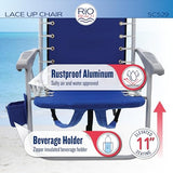 Rio Brands ASC529-46-1 4-Position Backpack Lace-Up Suspension Folding Beach Chair 44.7" x 25.5" x 26.5" Light Blue