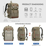WITZMAN Canvas Travel Backpack for Men Large Laptop Backpack Fits 16 Inch