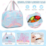 Scothen Backpack for Girls, 4PCS Rainbow Butterfly Girls Backpacks with Lunch Bag and Leak-proof Kids Bento Lunch Box for Teen Girl Children Students Kindergarten Elementary Middle School Book Bag