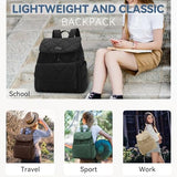 VASCHY Quilted Backpack Purse for Women, Lightweight Casual Puffer Flap Drawstring Backpack for Gym/Work/Travel/Hiking/Diaper Black
