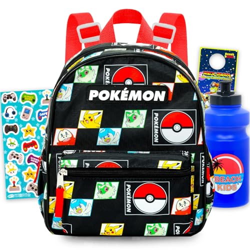 Pokemon Mini Backpack for Kids Toddlers - 11" Iconic Woven Small Backpack Bundle w Stickers and More | Preschool Daycare Kindergarten | Fits Boys Girls Alike