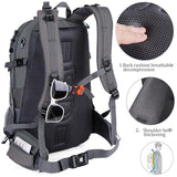 FENGDONG 40L Waterproof Lightweight Hiking,Camping,Travel Backpack for Men Women Gray