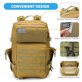 gracedon Tactical Backpack - Military Molle Bag 3 Days Pack for men and Women Large Assault Rucksack 45L (Khaki)