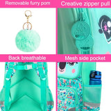 3PCS Bookbag for Girls, Sequin Backpack with Lunch Box, 15" Kids Preschool School Bag for Elementary Toddler Students - Green Koala
