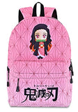 Roffatide Anime Demon Slayer Backpack Pink Geometric Gradient School Bag Laptop Backpack for Girls Ladies