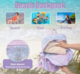 Lroiutian Mesh Backpack for Girls Boys, Heavy Duty Semi-Transparent Mesh Bookbag Womens Mens Mesh Backpacks for School, Sports, Beach, Swimming, Travel Purple Leopard
